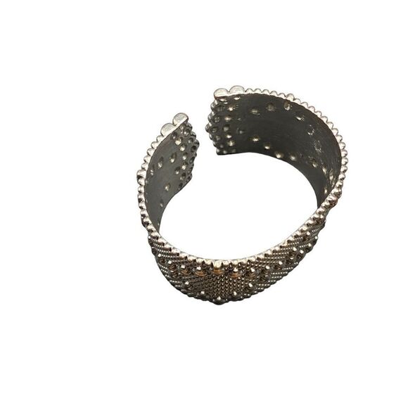 Bracelets set of four two cuffs two bangle rhinestones silver tone - Picture 5 of 9